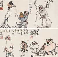 张桂铭 癸亥（1983）年作 高士众相（八幅） 镜心